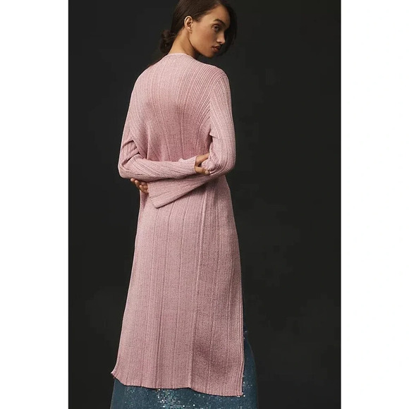 NWT By Anthropologie Long Shine Cardigan Sweater Size S Pink - Picture 3 of 12